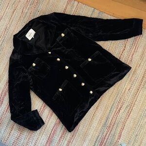 FRAME DENIM crushed velvet military style blazer